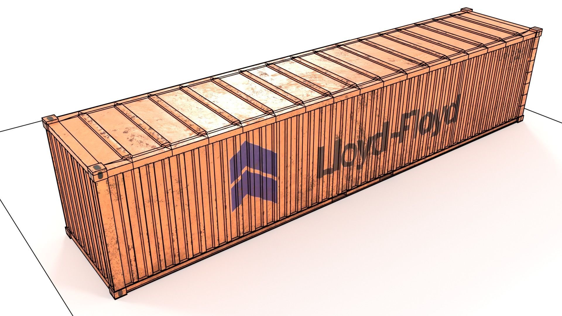Container 40ft low poly PBR Low-poly 3D model_4
