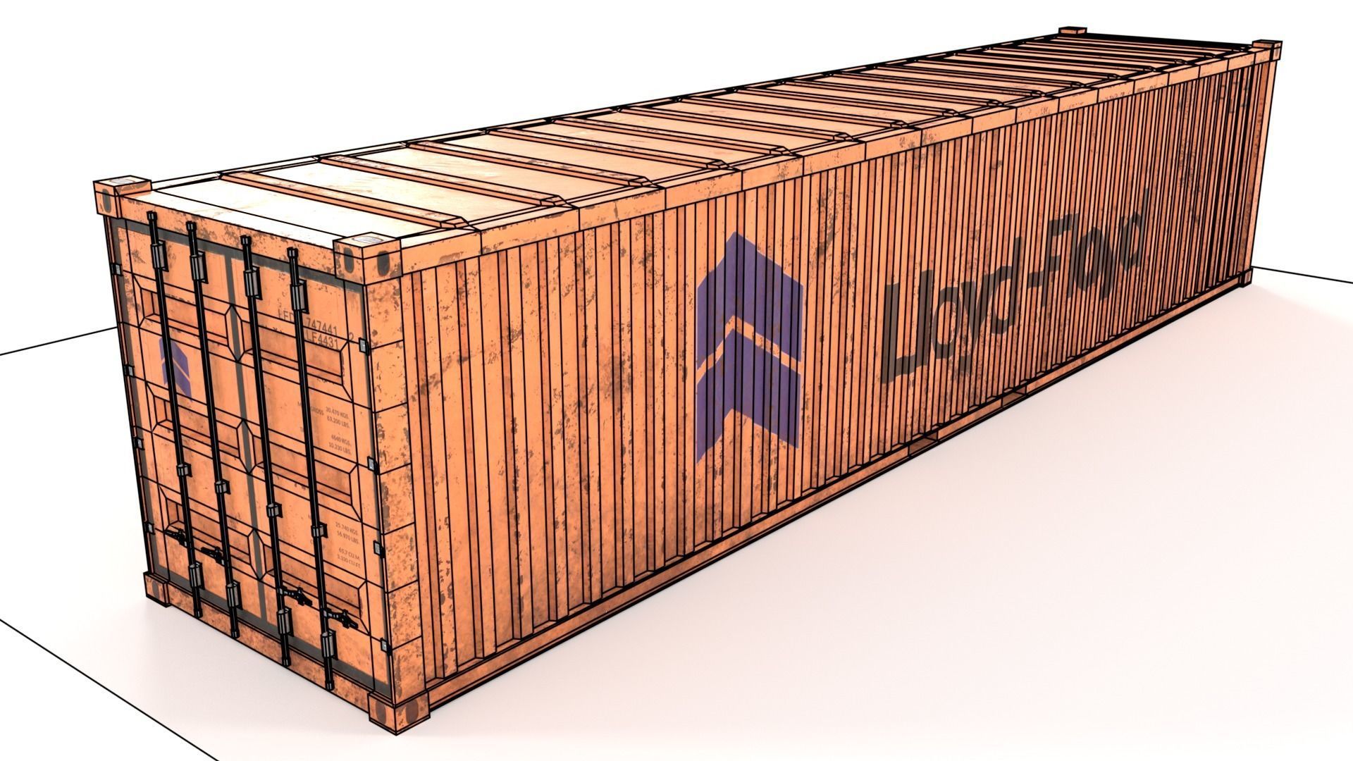 Container 40ft low poly PBR Low-poly 3D model_5