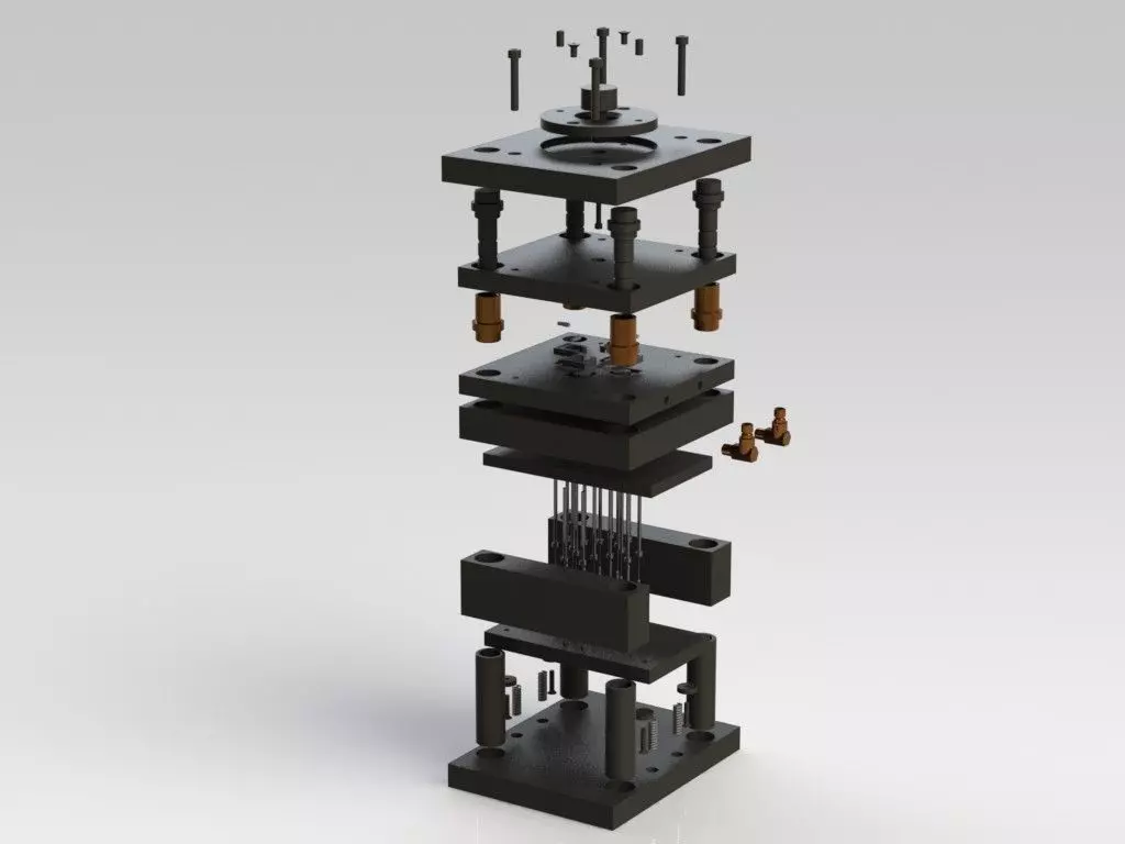 Mold clock tower made of metal and wood Free 3D model_0