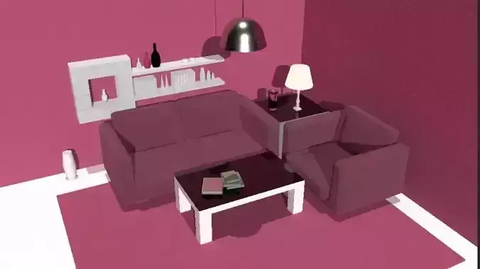 3D cartoon Modern Living Room Low-poly 3D model
