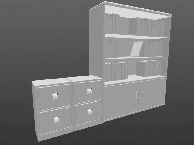 Bookshelf file cabinet and Free 3D model_0