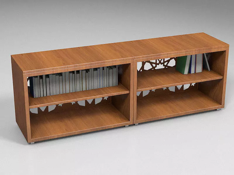 Chest wooden bookcase with books Free 3D model_0