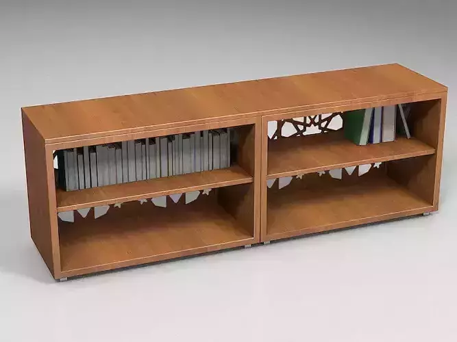 Chest wooden bookcase with books Free 3D model