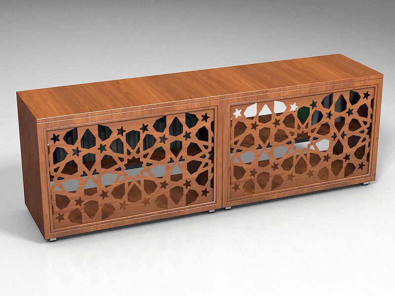 Chest wooden bookcase with books Free 3D model_1