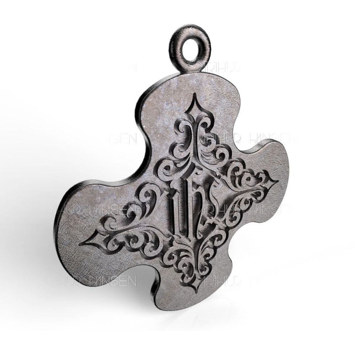 Byzantine Cross design  with Jesus monogram IHS 3D print model_2