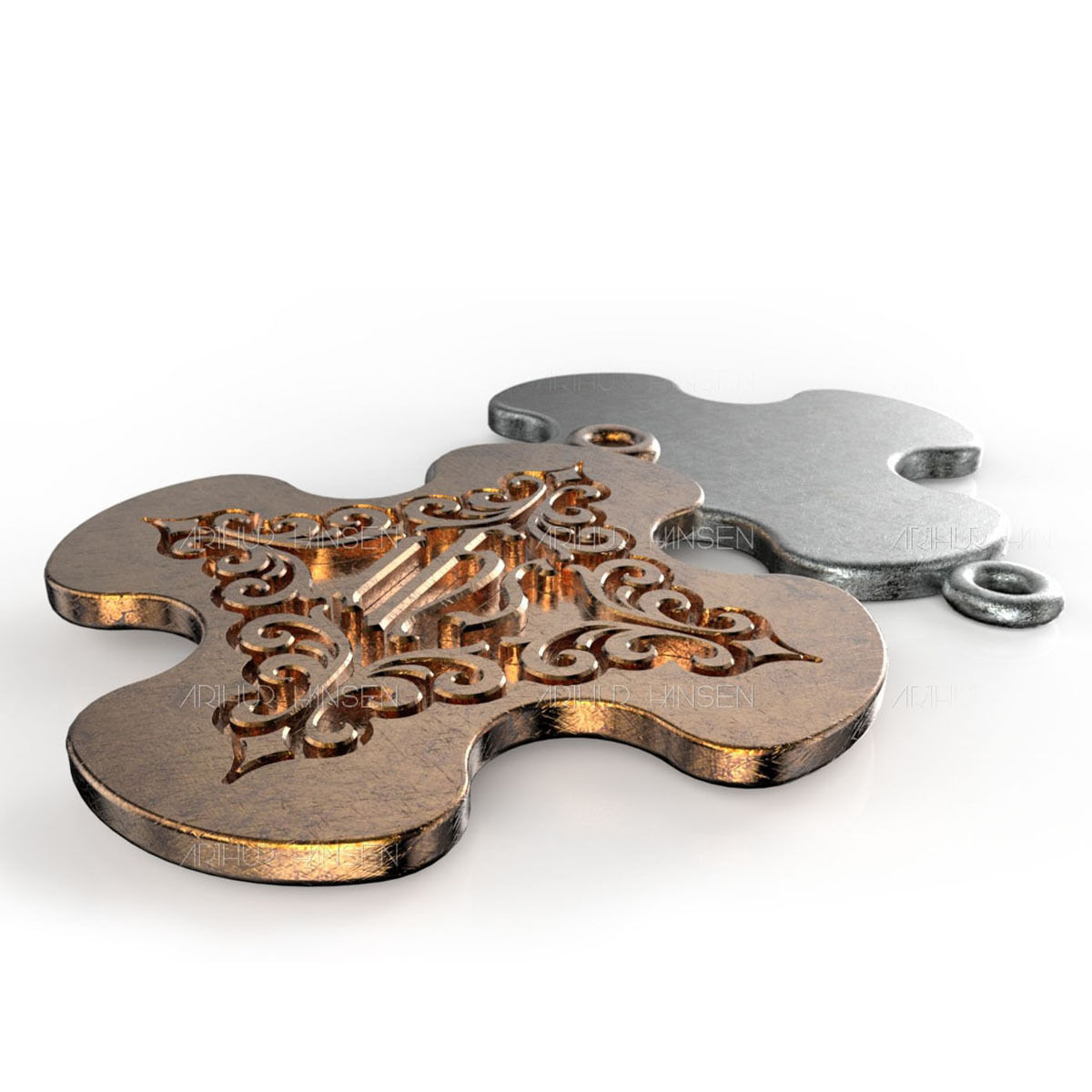 Byzantine Cross design  with Jesus monogram IHS 3D print model_1