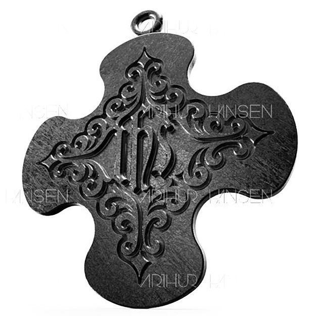 Byzantine Cross design  with Jesus monogram IHS 3D print model_3