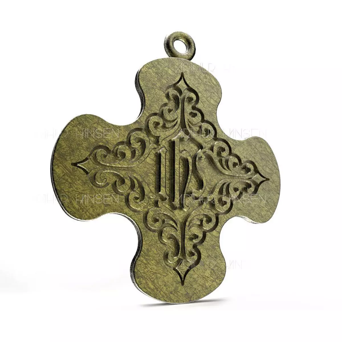 Byzantine Cross design  with Jesus monogram IHS 3D print model_0
