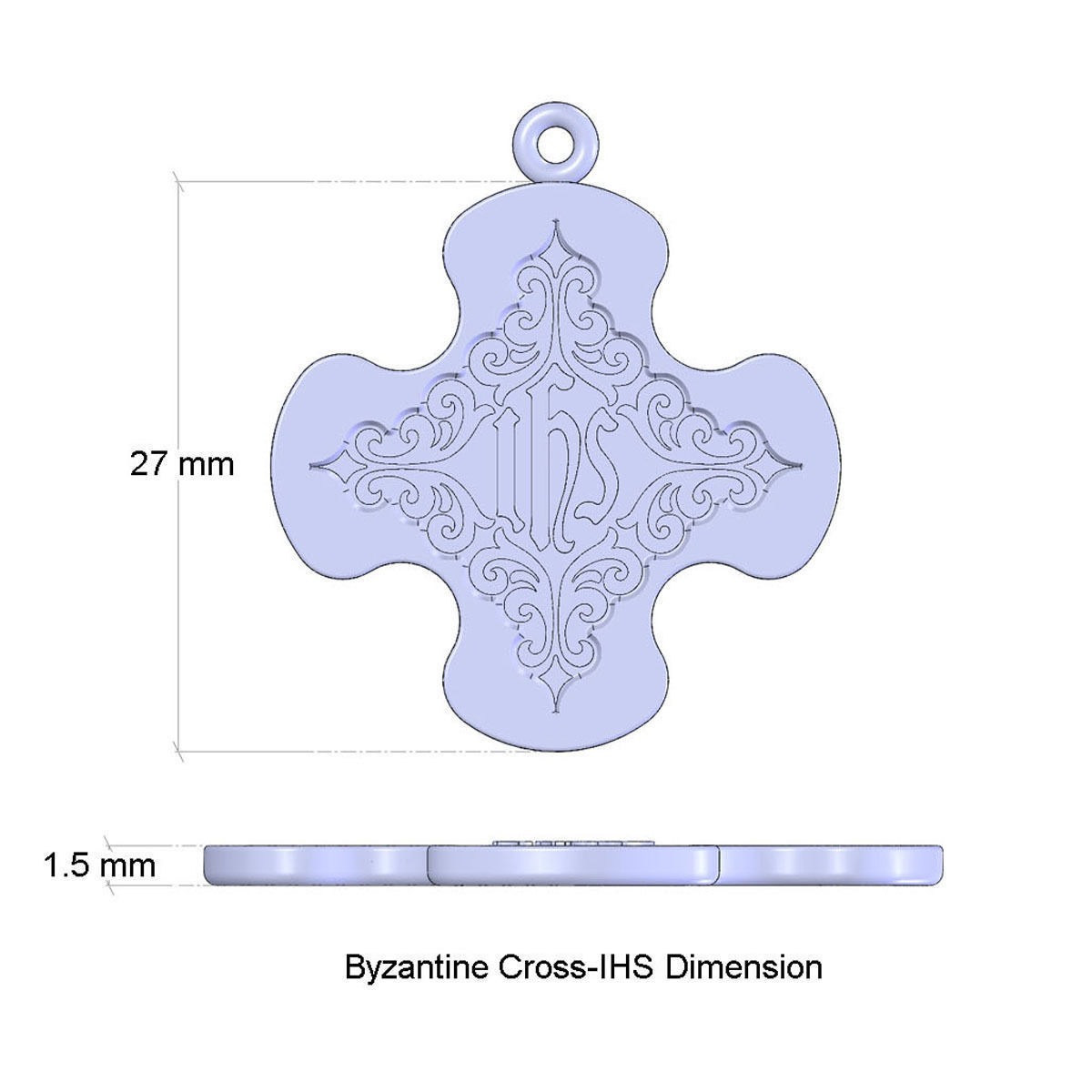 Byzantine Cross design  with Jesus monogram IHS 3D print model_4
