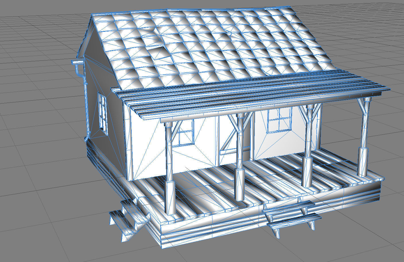 Old Wooden House Low-poly 3D model_12