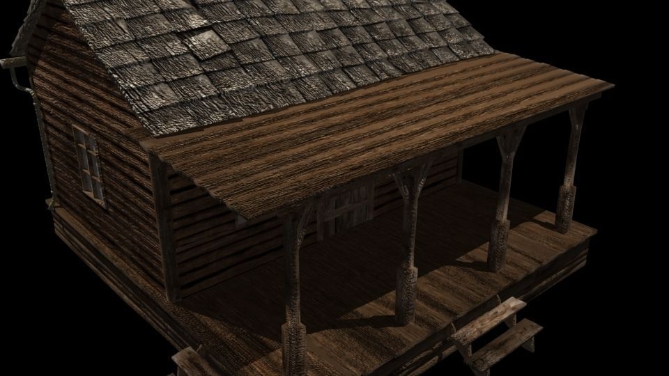Old Wooden House Low-poly 3D model_2