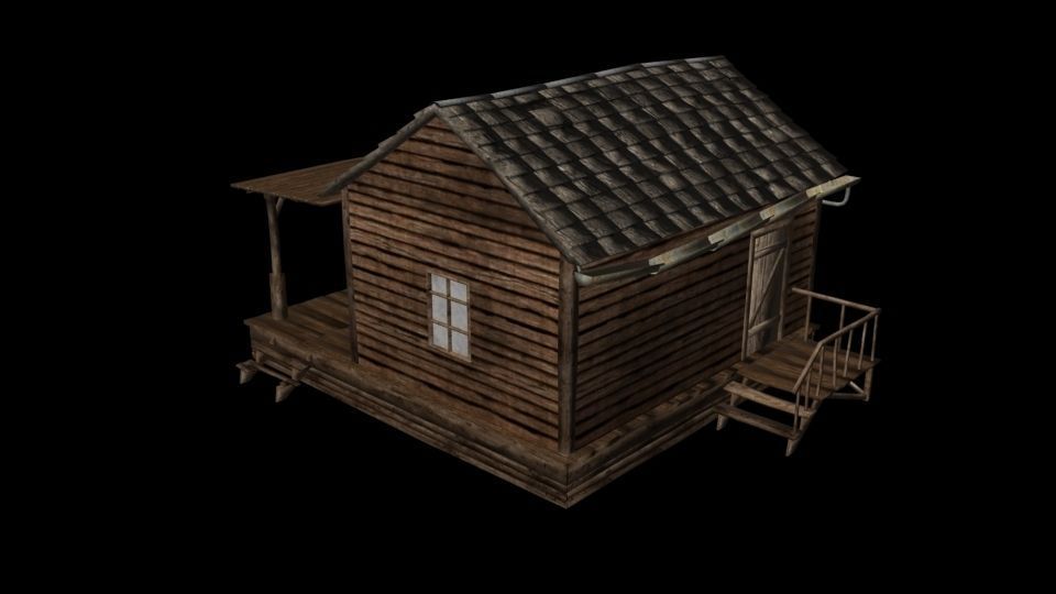 Old Wooden House Low-poly 3D model_3