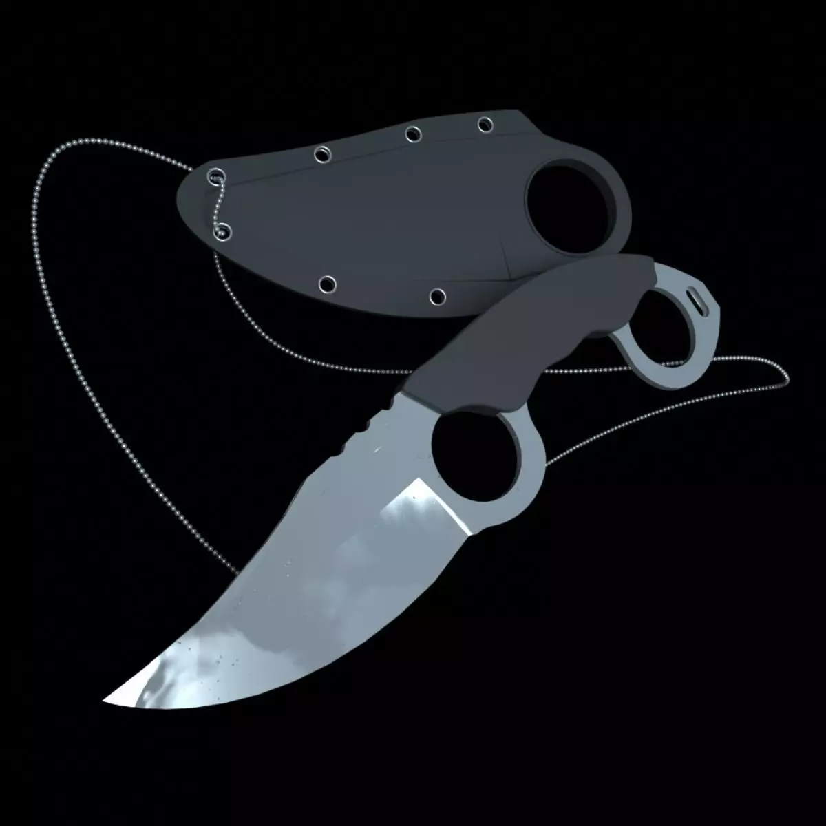 Tactical Knife 3D model_0