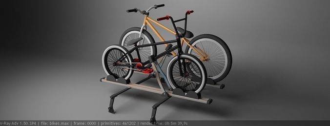 roof rack with bmx and mtb bikes Low-poly 3D model