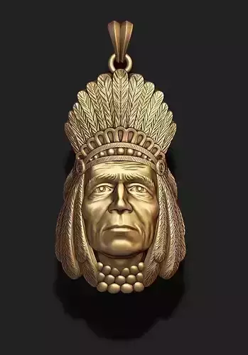 Native American Indian head pendant 3D print model