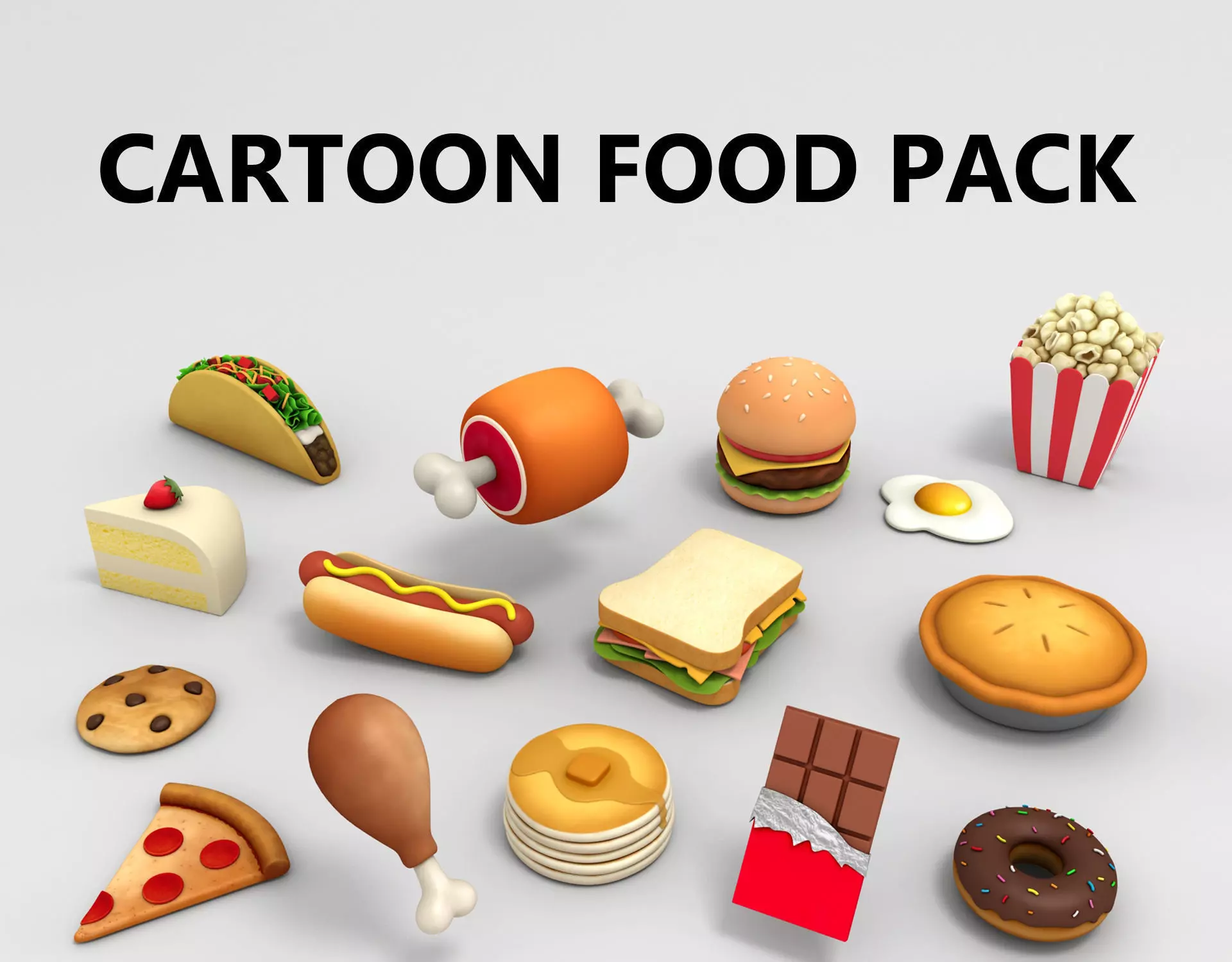 Cartoon Food Pack 3D model_0