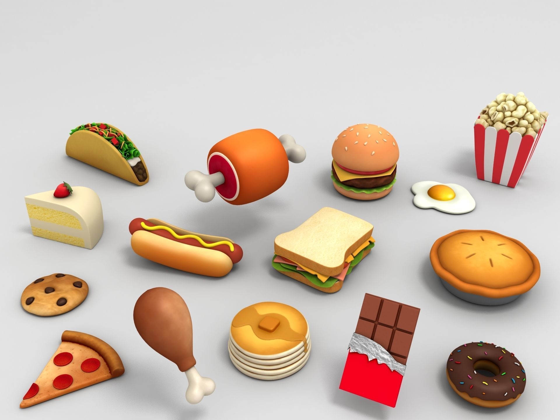 Cartoon Food Pack 3D model_1