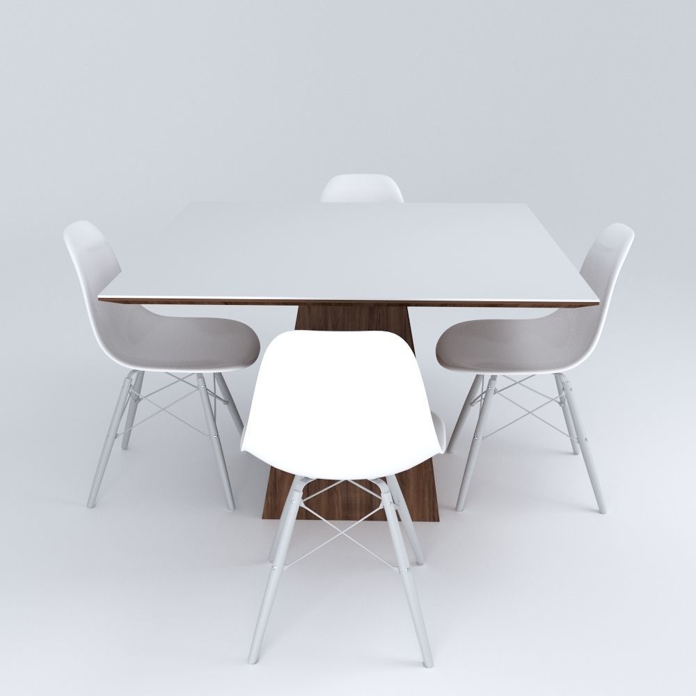 Table and Eames Chairs 3D model_10