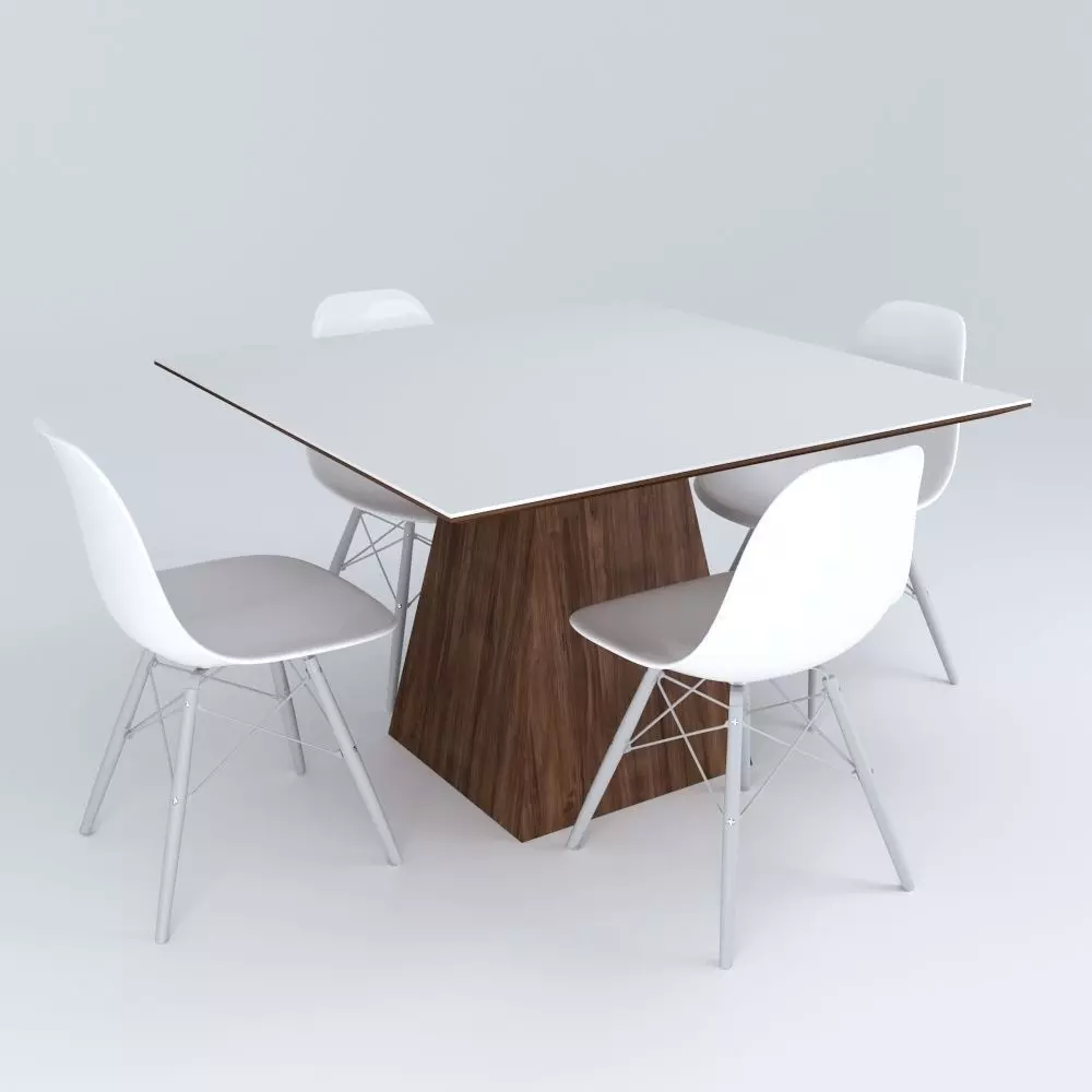 Table and Eames Chairs 3D model_0