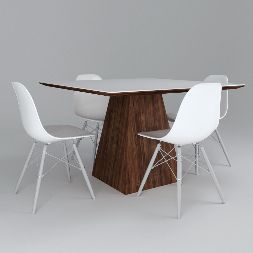 Table and Eames Chairs 3D model_7