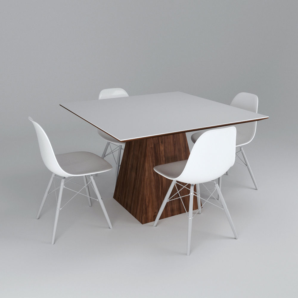 Table and Eames Chairs 3D model_3