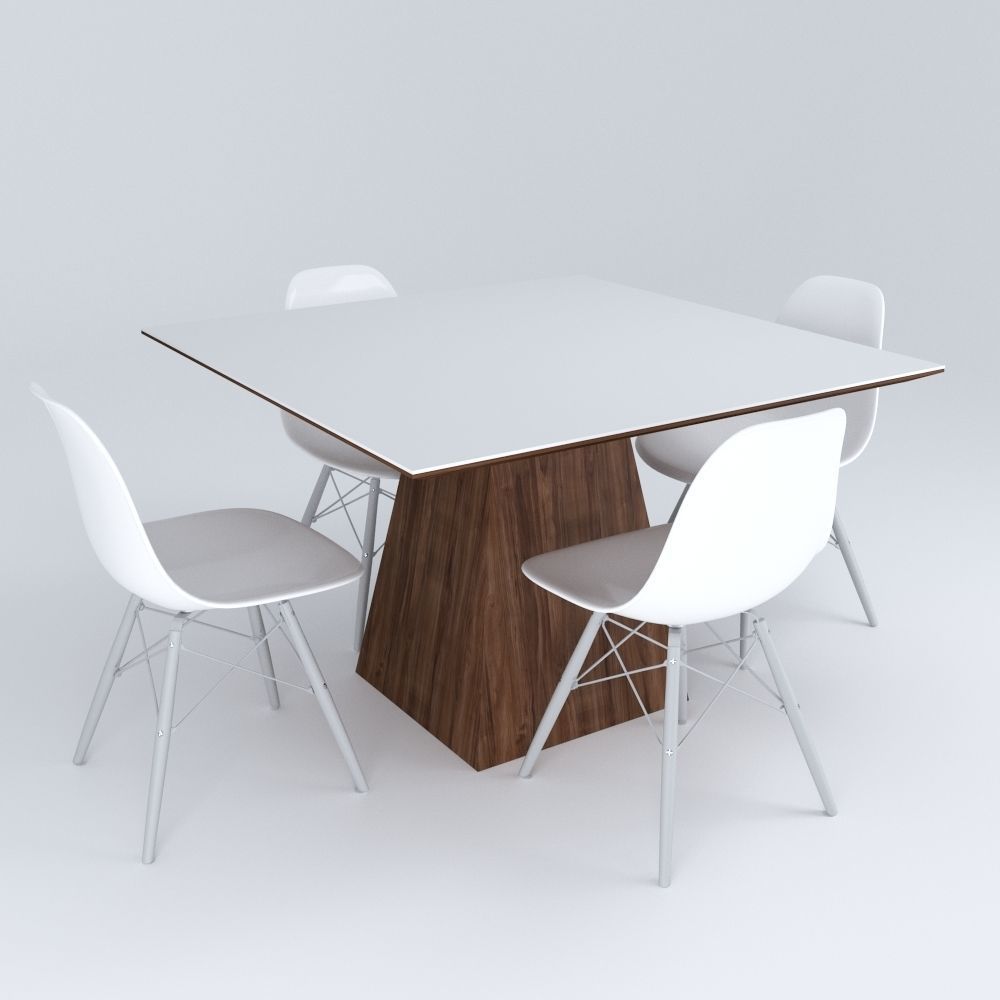 Table and Eames Chairs 3D model_9