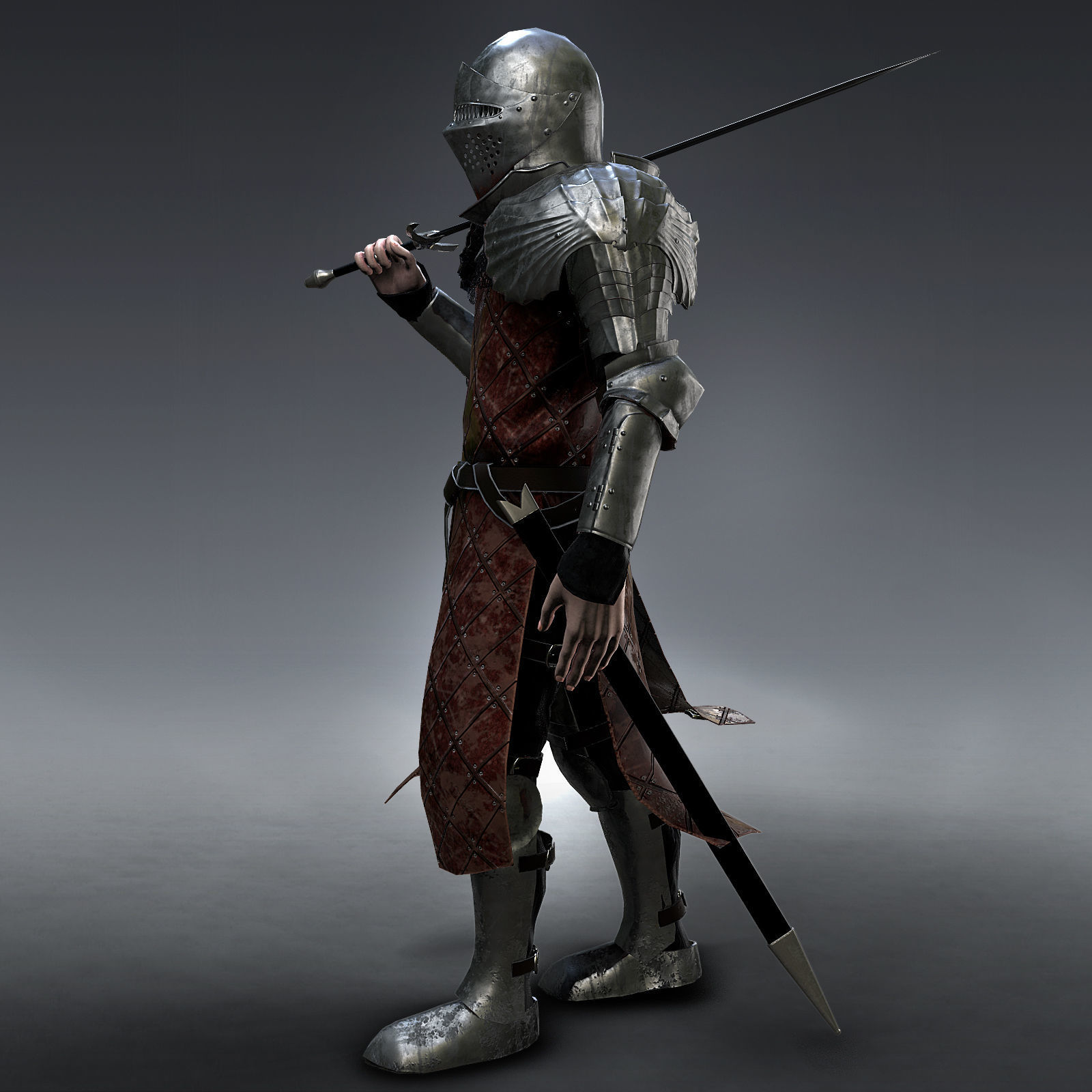 Medieval Knight rigged Low-poly 3D model_1