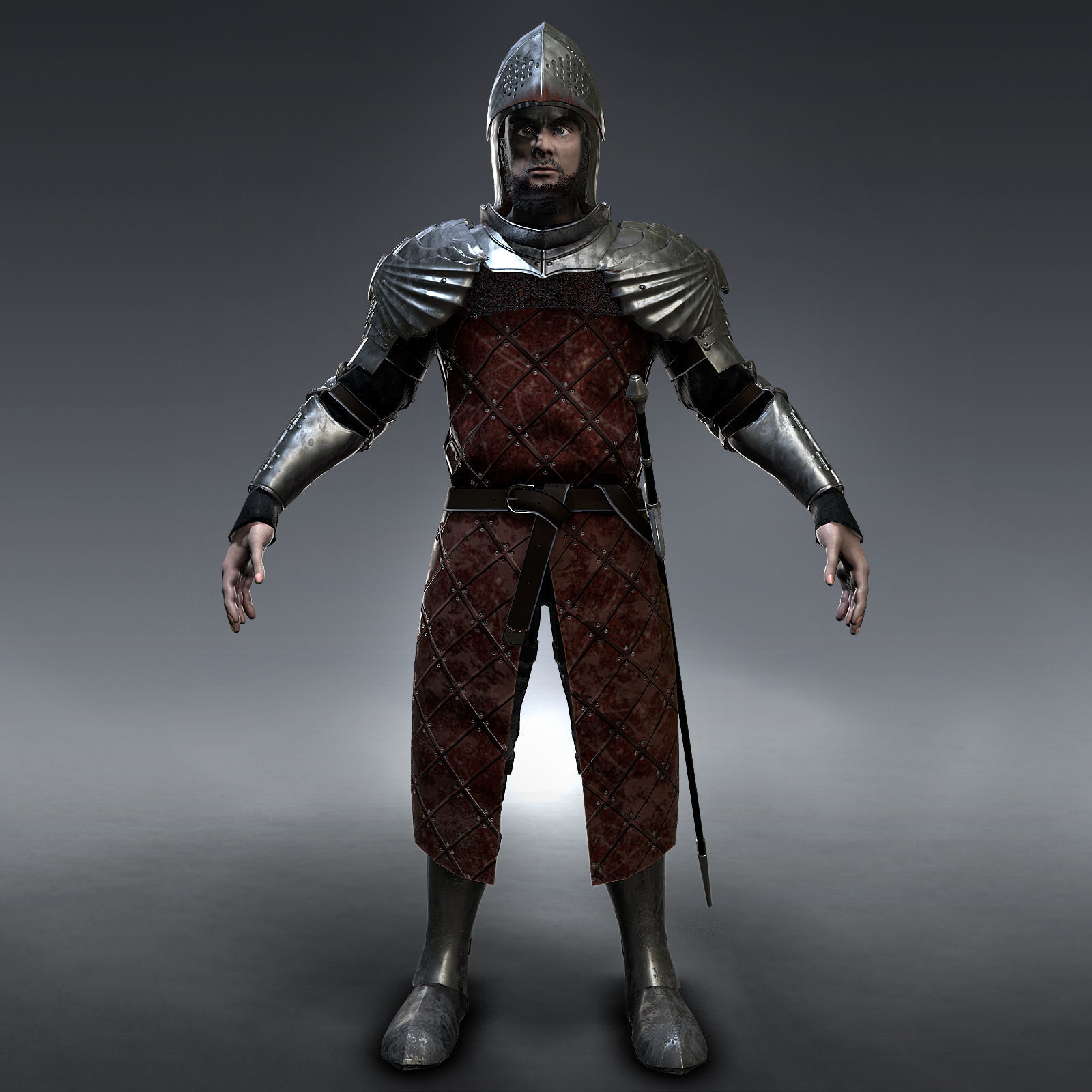 Medieval Knight rigged Low-poly 3D model_6