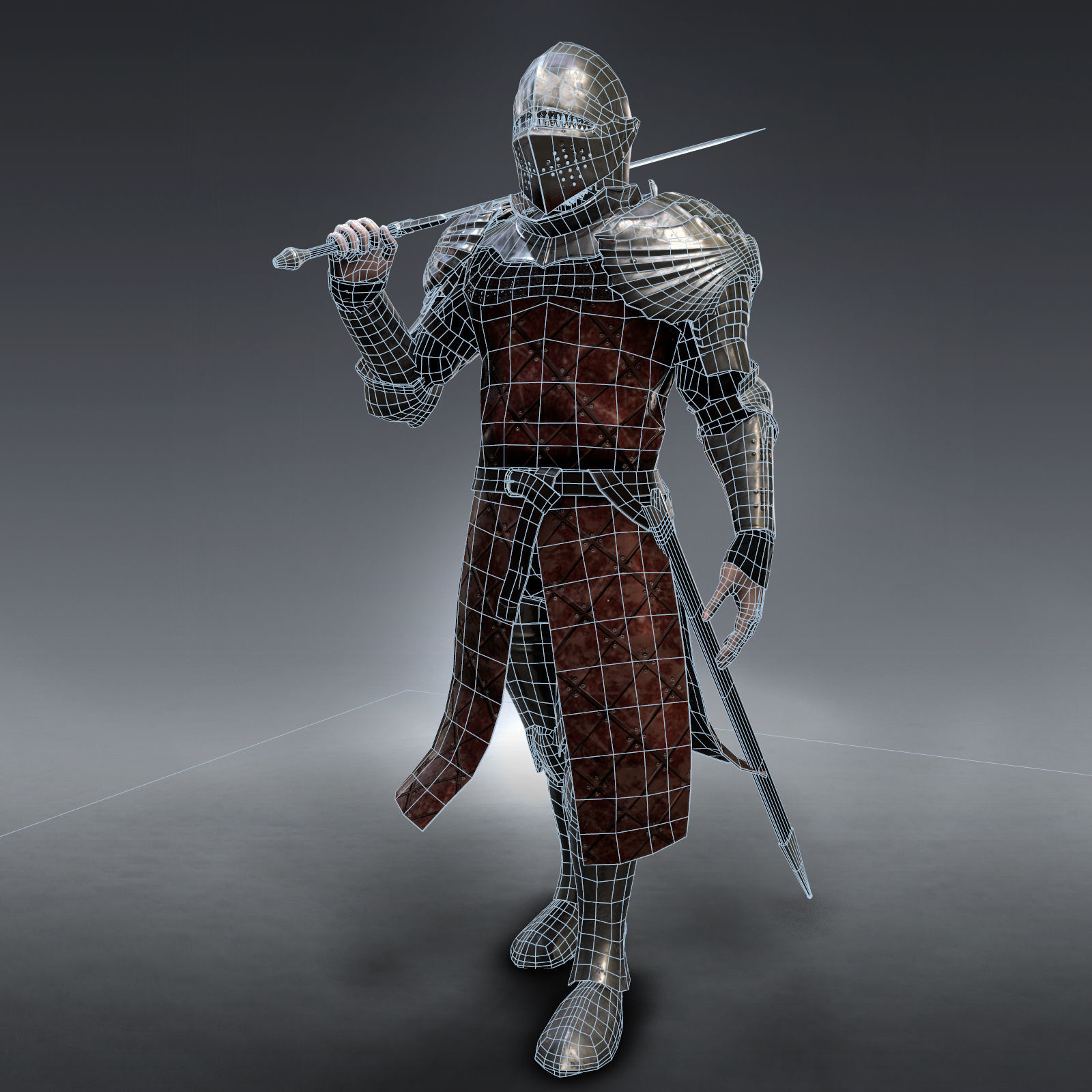Medieval Knight rigged Low-poly 3D model_11
