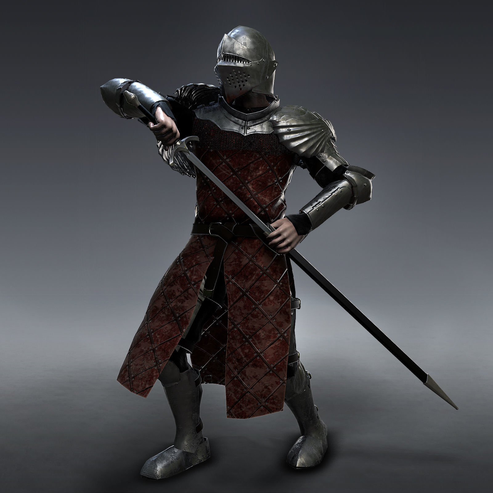 Medieval Knight rigged Low-poly 3D model_4