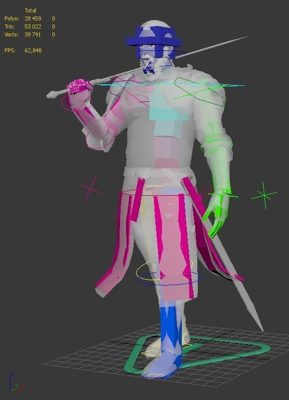 Medieval Knight rigged Low-poly 3D model_16