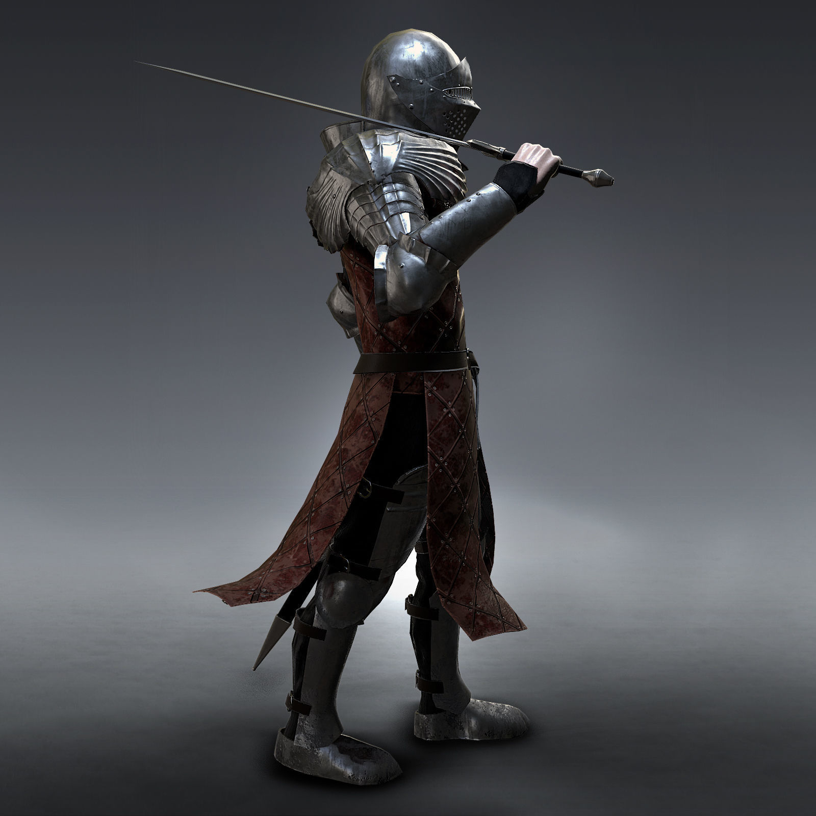 Medieval Knight rigged Low-poly 3D model_3
