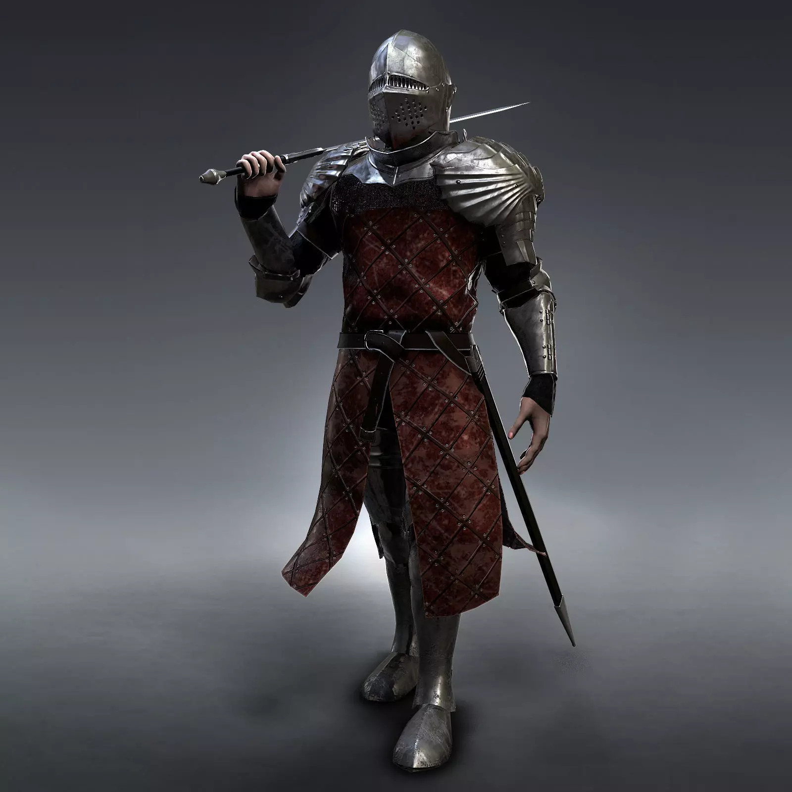 Medieval Knight rigged Low-poly 3D model_0