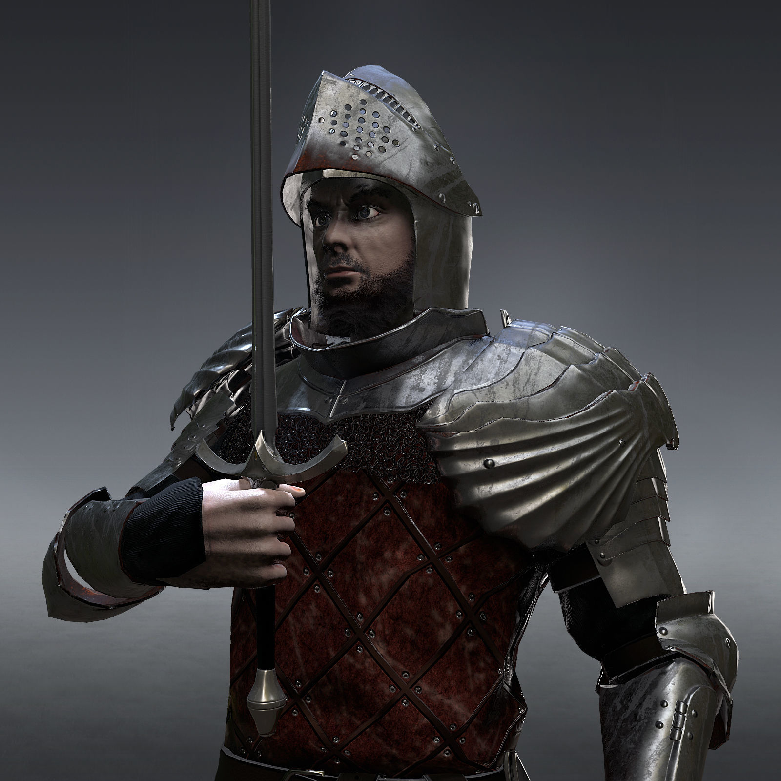 Medieval Knight rigged Low-poly 3D model_7