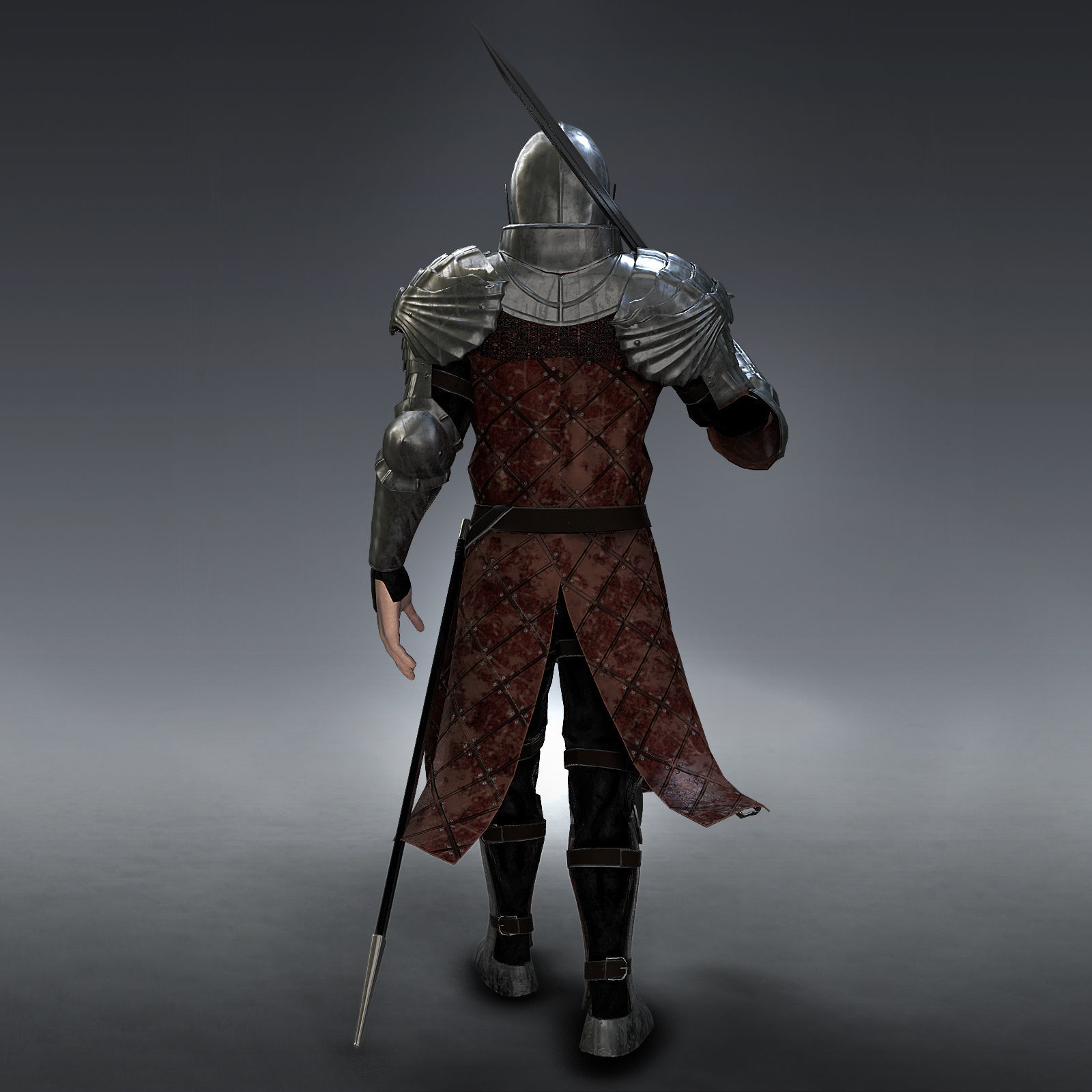 Medieval Knight rigged Low-poly 3D model_2