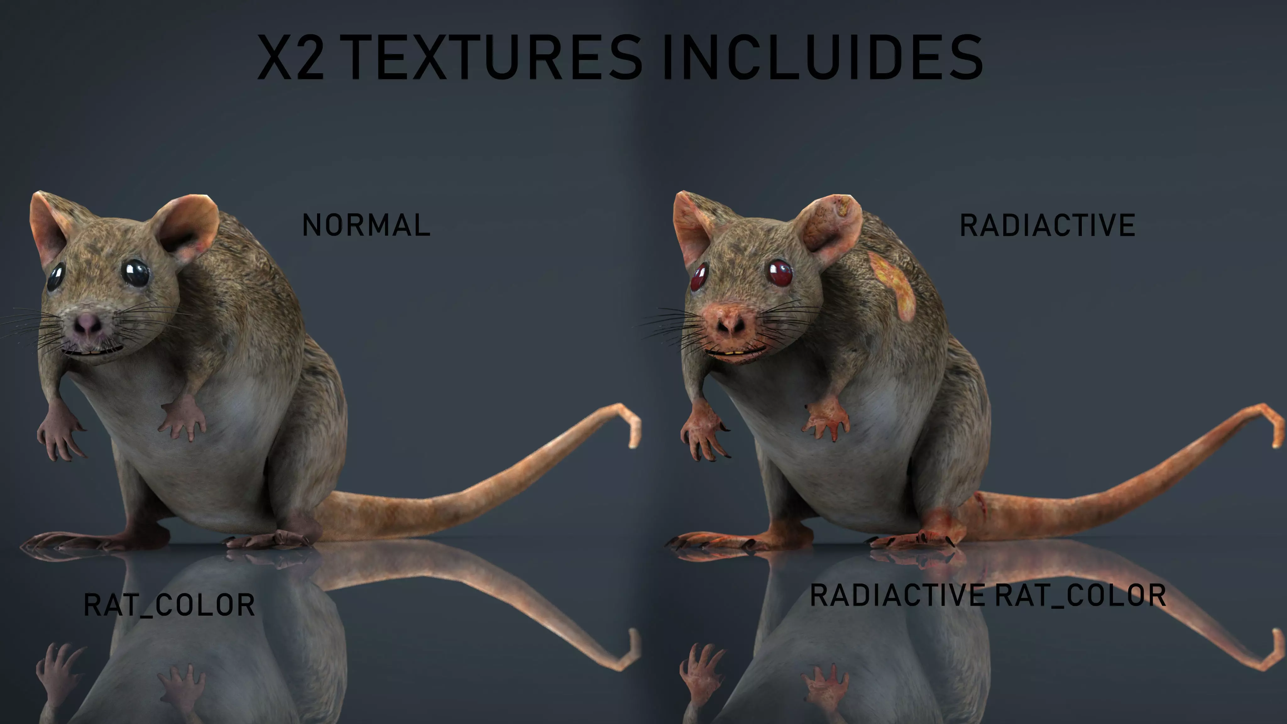 RADIACTIVE RAT Low-poly 3D model_0