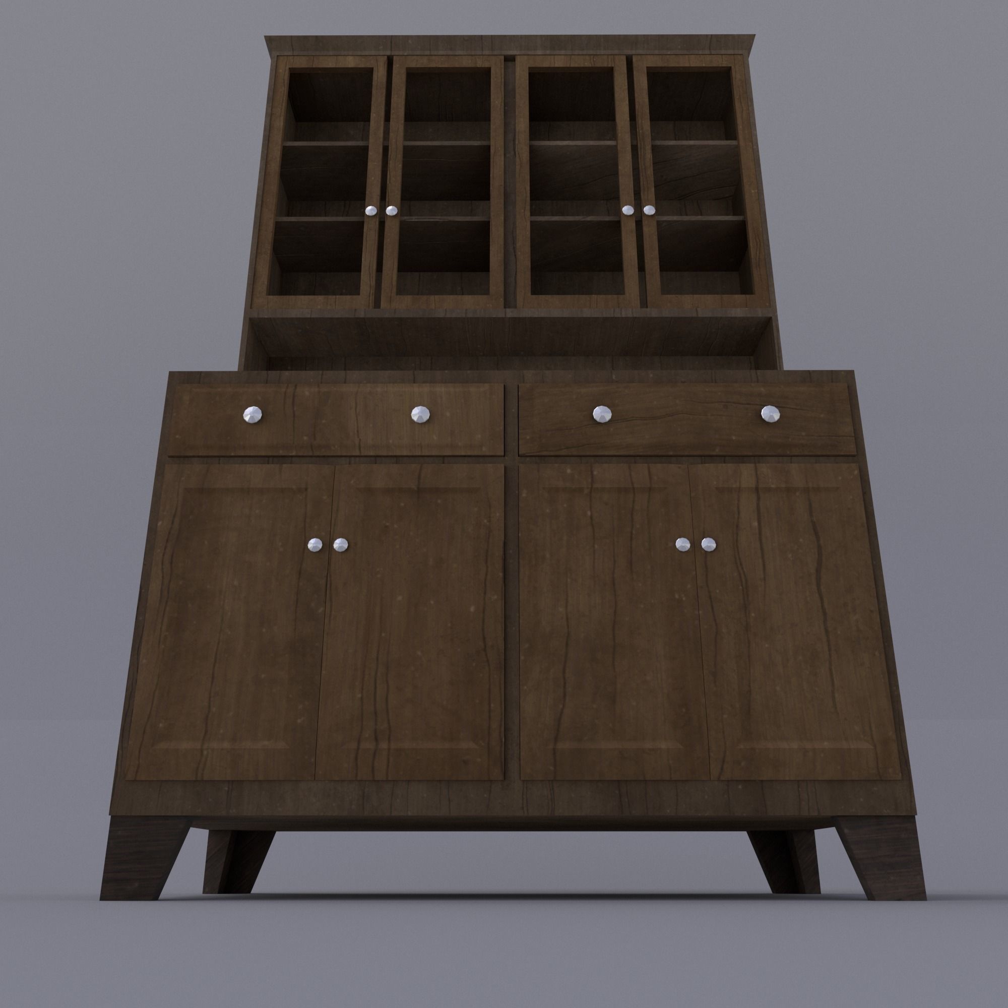 Cupboard wooden cabinet with doors and drawers 3D model_4