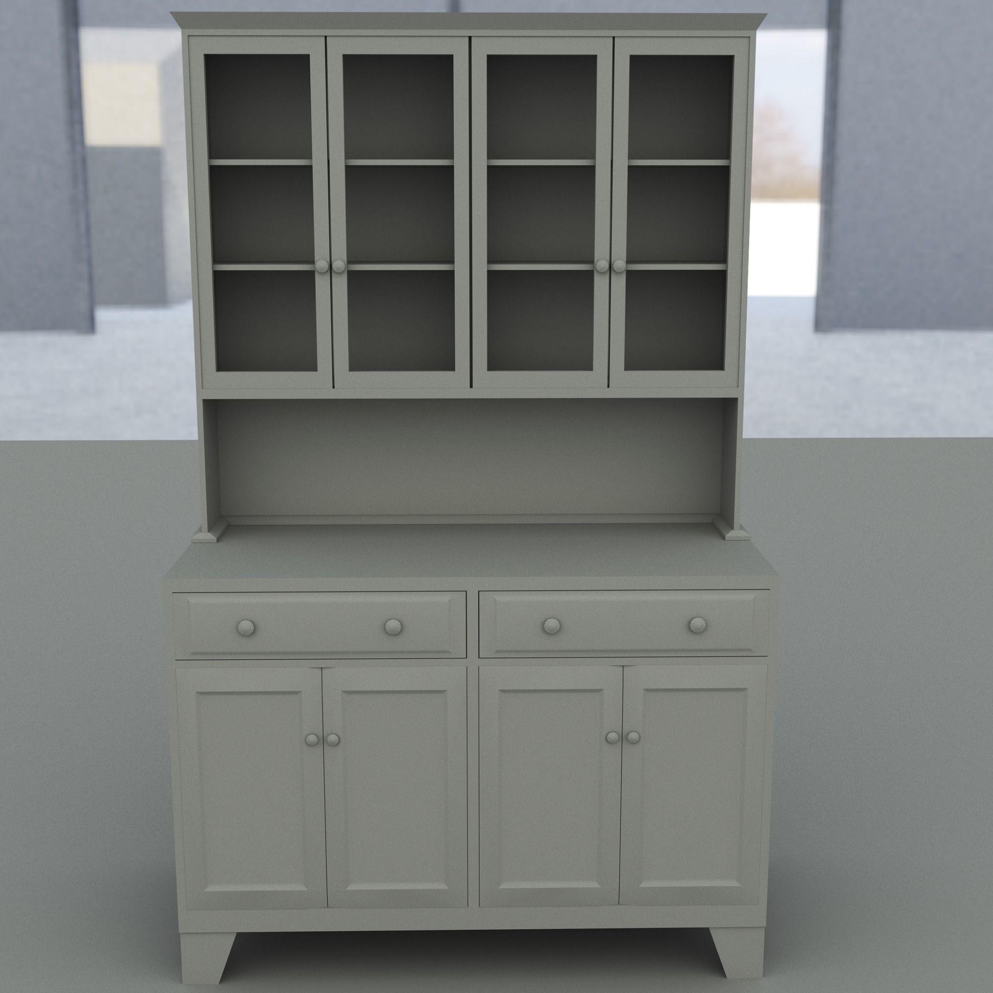Cupboard wooden cabinet with doors and drawers 3D model_3