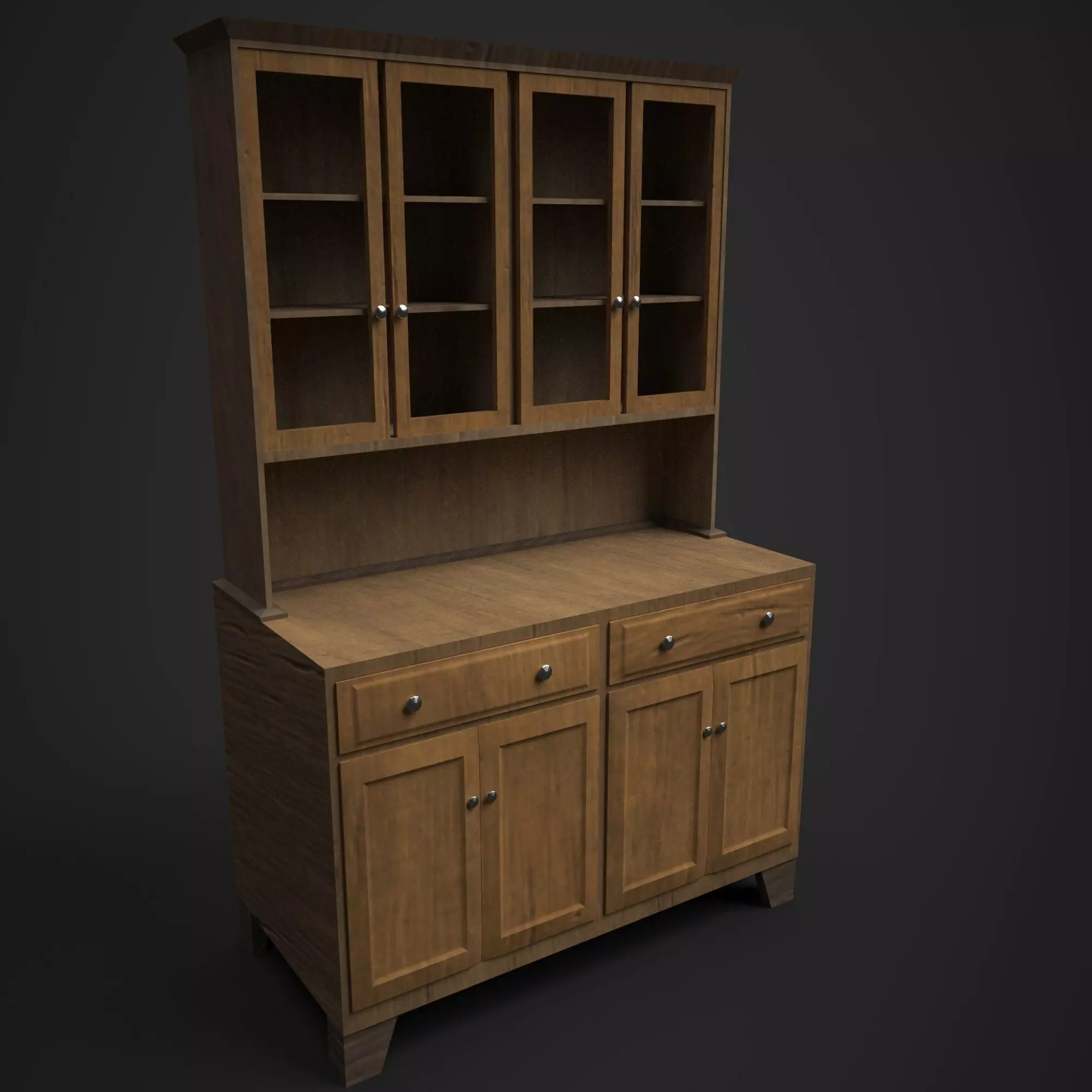 Cupboard wooden cabinet with doors and drawers 3D model_0