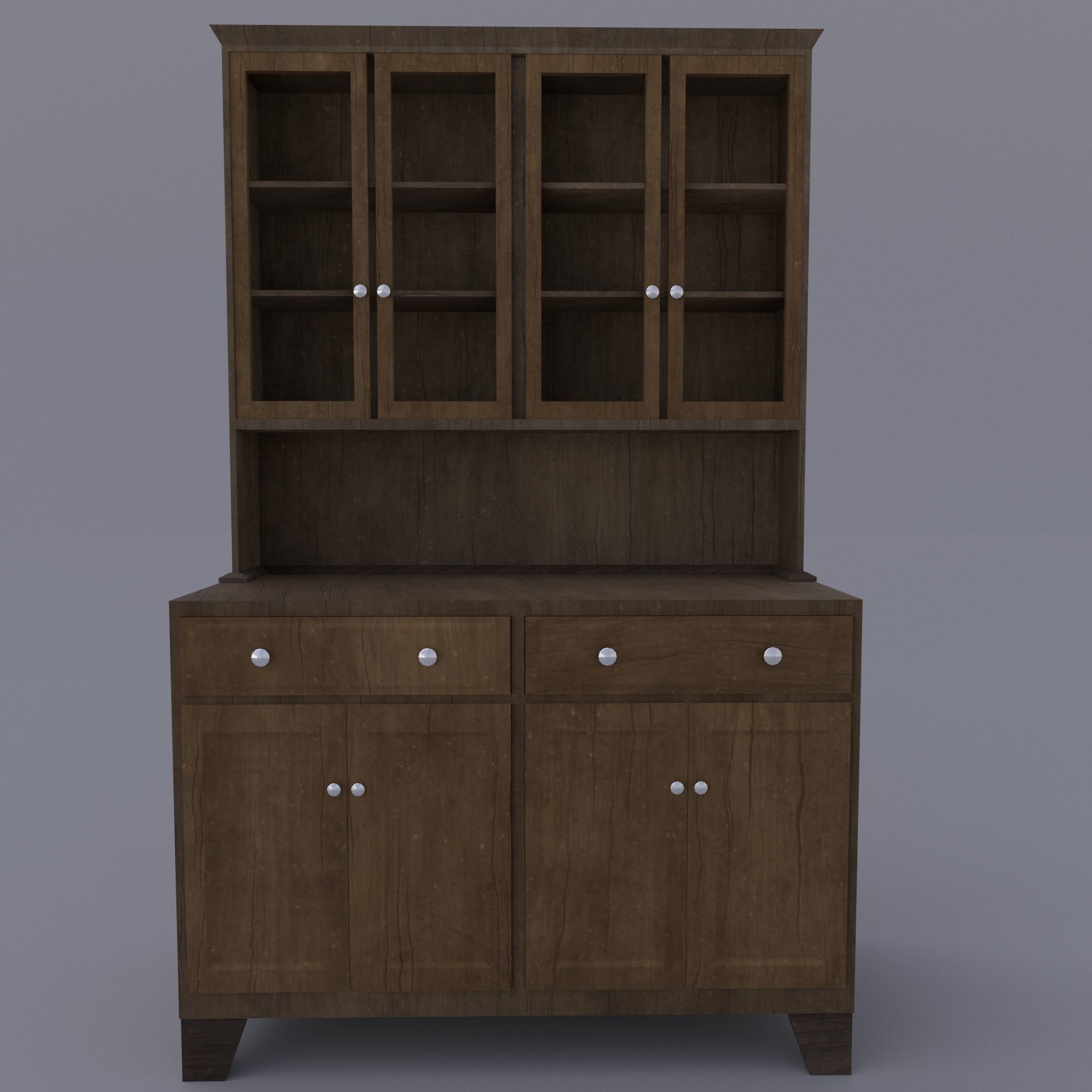 Cupboard wooden cabinet with doors and drawers 3D model_1