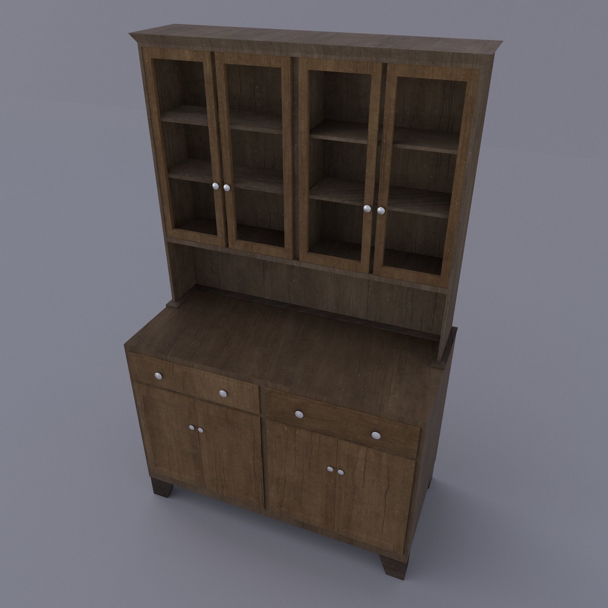 Cupboard wooden cabinet with doors and drawers 3D model_6