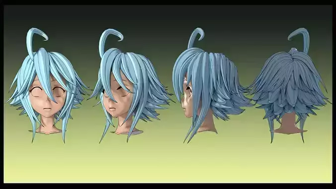 Papi hair style 3D model