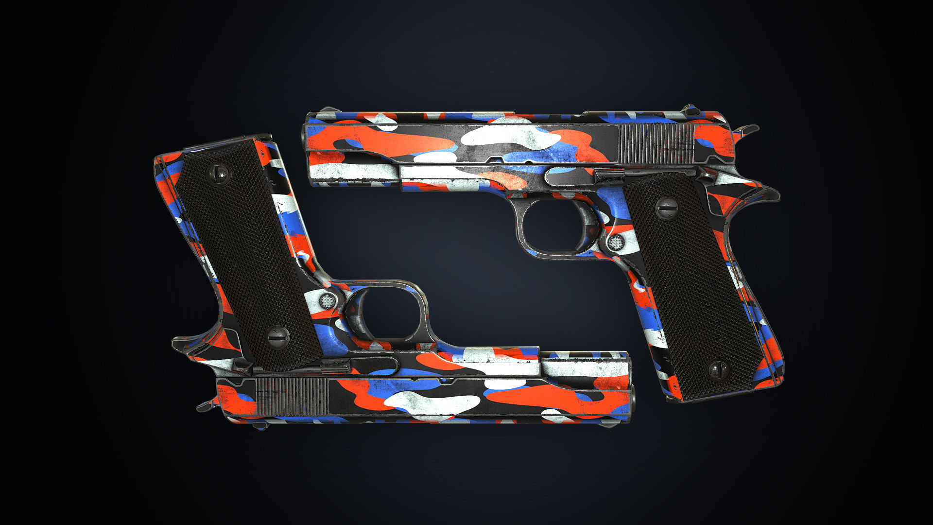 PBR Colt M1911 with Bonus Camo Textures for FPS  Low-poly 3D model_5