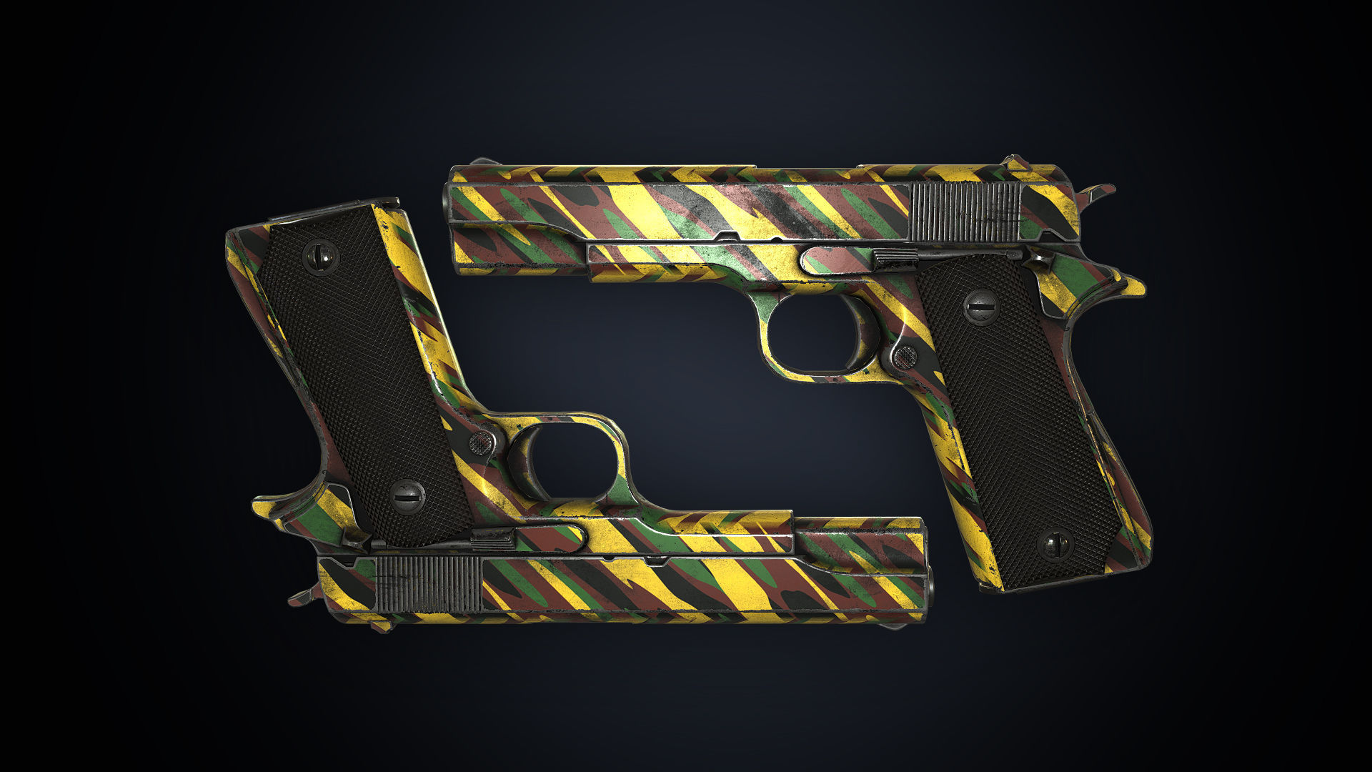 PBR Colt M1911 with Bonus Camo Textures for FPS  Low-poly 3D model_10