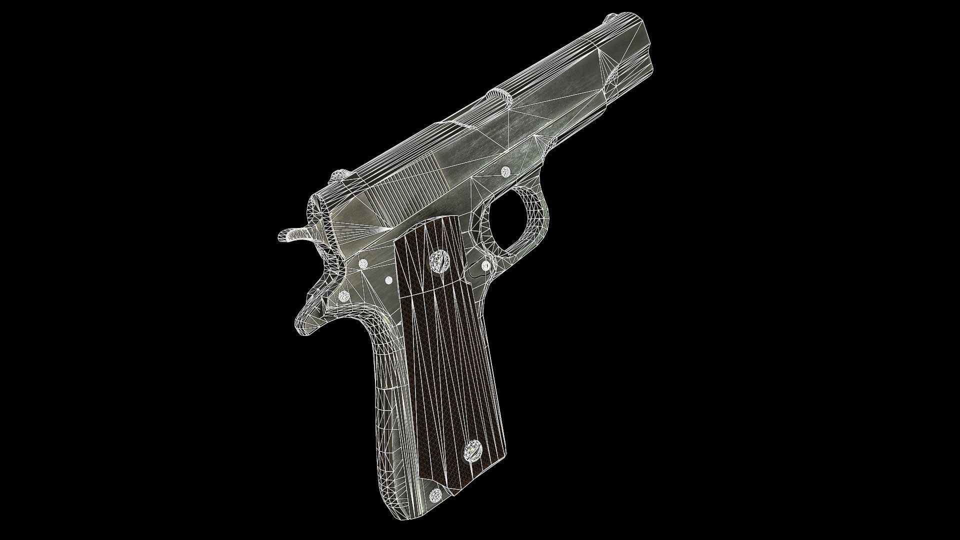 PBR Colt M1911 with Bonus Camo Textures for FPS  Low-poly 3D model_11