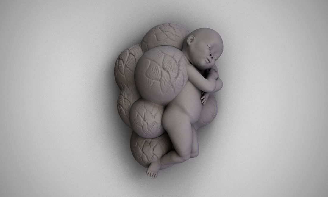 Baby Sleeping On Cloud 3D print model_6