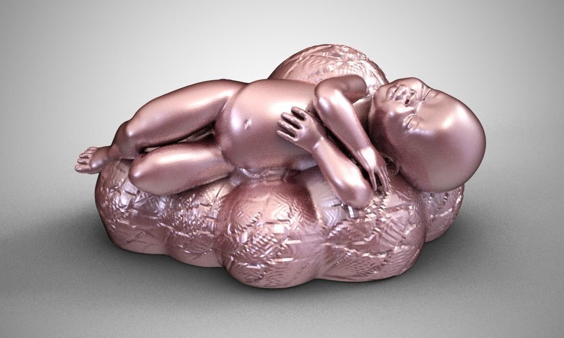 Baby Sleeping On Cloud 3D print model_1