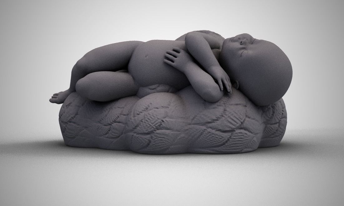 Baby Sleeping On Cloud 3D print model_5