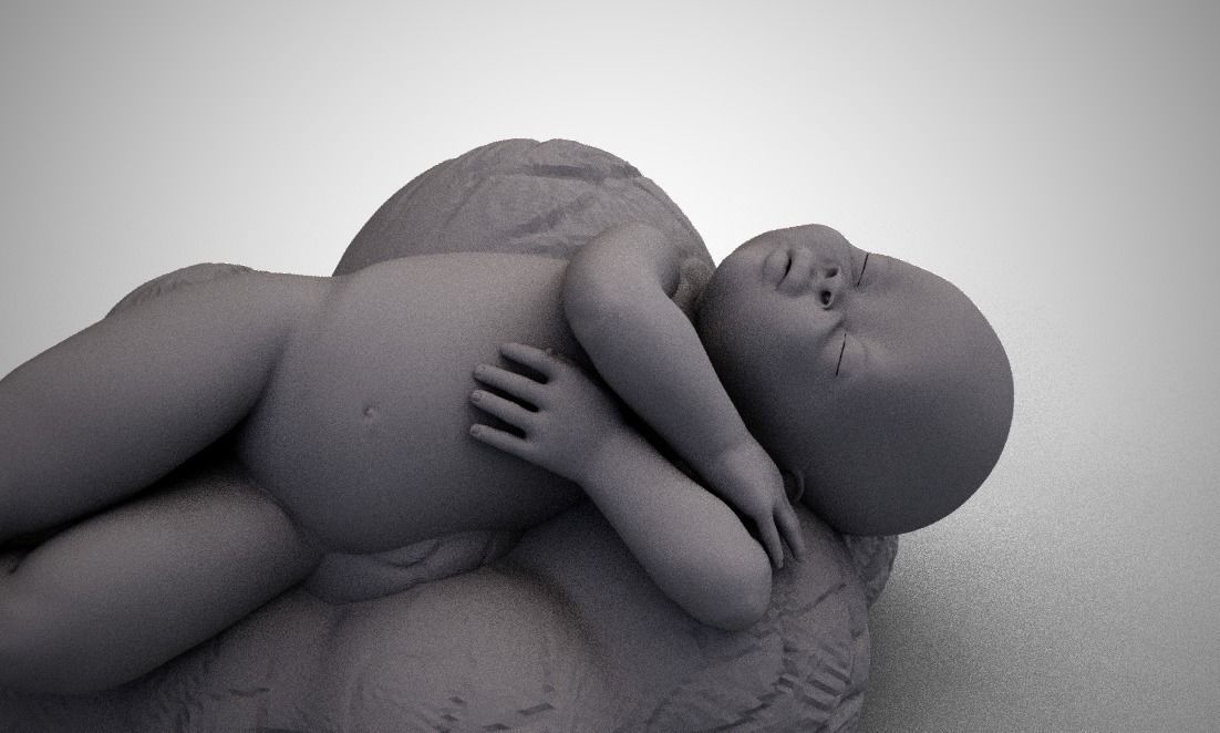 Baby Sleeping On Cloud 3D print model_8