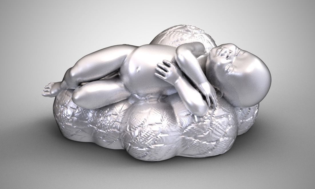 Baby Sleeping On Cloud 3D print model_4